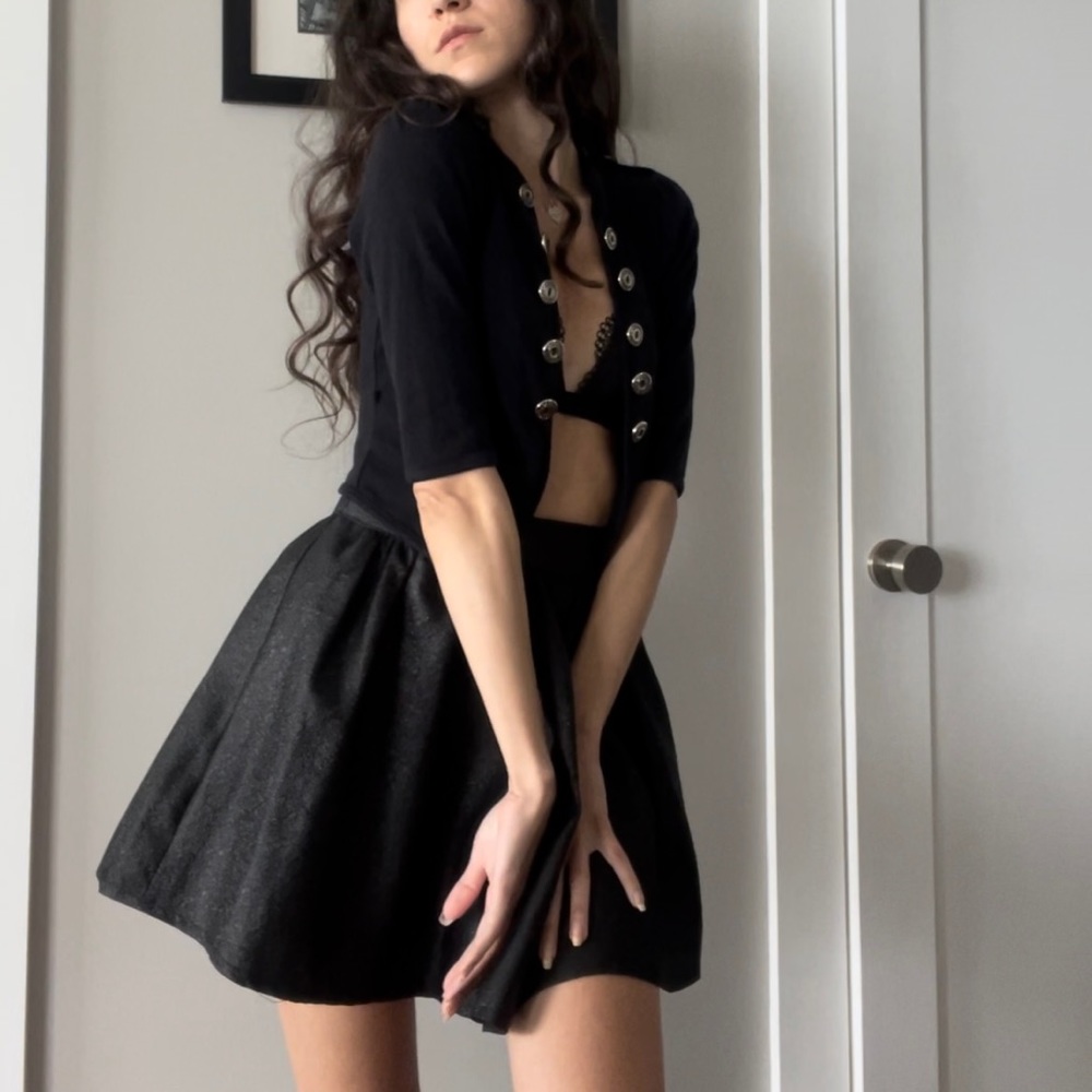 Cropped Jacket With Buttons Sz S